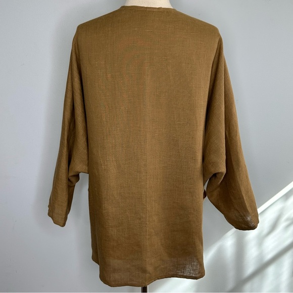 The Heavy Linen Maybe Wrap Collection Lightweight Open Jacket In Ginger M/L - Picture 5 of 12